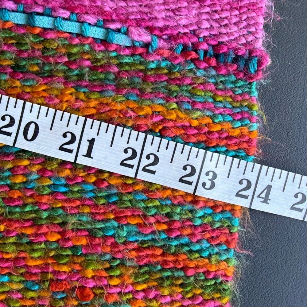 Vintage Handmade Handwoven Boho Shawl Wrap Fringe Artisan Textile Multicolor